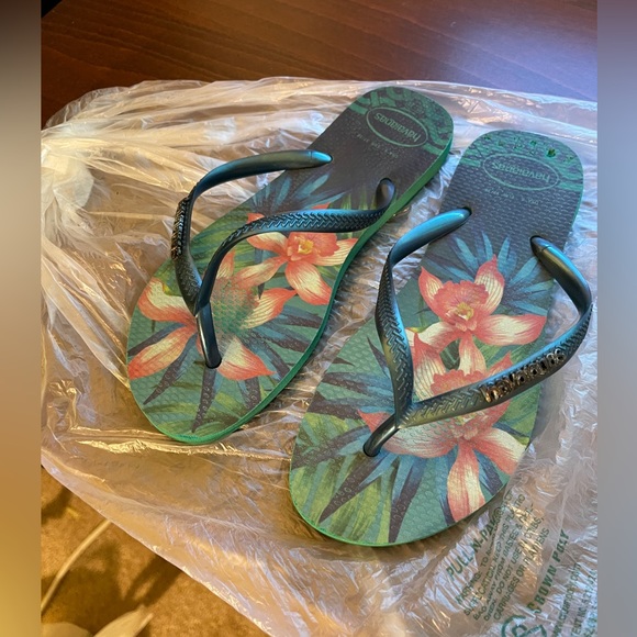 Havaianas Blue Tropical Flip Flops US6 - Picture 3 of 5